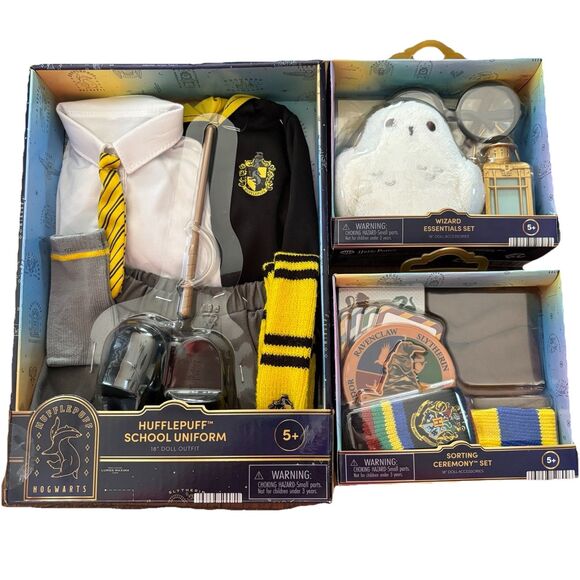 NEW Harry Potter HUFFLEPUFF School Uniform 18" Doll Wizard Sorting Sets Lot - Picture 1 of 7